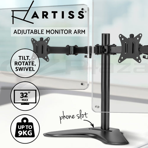Artiss Monitor Stand Arm Dual HD LED TV Freestanding Mount Holder 2 Arm Display